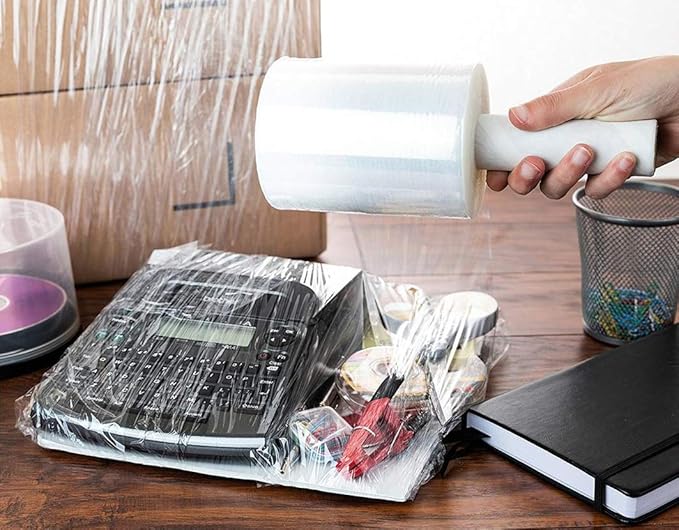 2 Pack Mini Hand Stretch Wrap 5" 1000 Ft Rolls PackageZoom Industrial Strength Clear Plastic Wrap for Box, Furniture Wrapping, 55 Gauge Shrink Wrap for Moving & Packing-DeskLoop Office