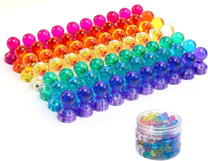 60Pcs Push Pin Magnets, Small Strong Refrigerator Magnets for Whiteboard, Funny Cute Decorative Fridge Magnet, for Locker School Classroom Calendar Kitchen Office Dry Erase Board Map Magnetic Push Pin-DeskLoop Office