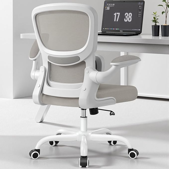 Home Office Desk Chair, Ergonomic Office Chair with Lumbar Support and Adjustable Armrests, Rocking Office Chair, Breathable Mesh Mid Back Computer Chair, Modern Comfy Desk Chair-DeskLoop Office
