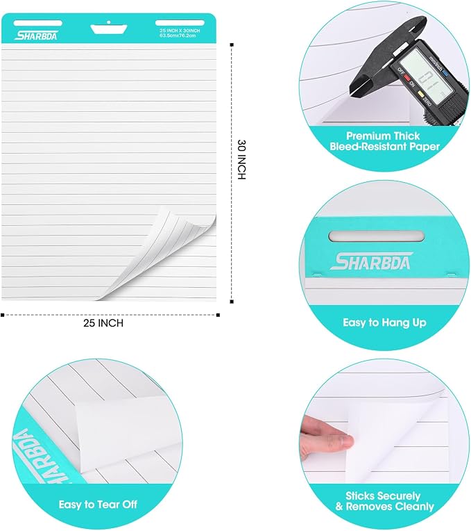 SHARBDA Lined Sticky Easel Pad, 25 * 30 inch, Self-Stick Flip Chart Paper - Image 6