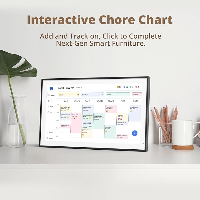 Dragon Touch 21.5" Digital Calendar Chore Chart – 1080P Full HD Interactive Touchscreen, Smart Family Planner, Hearth Display Digital Calendar Wall & Desk Mountable for Seamless Scheduling Black-DeskLoop Office