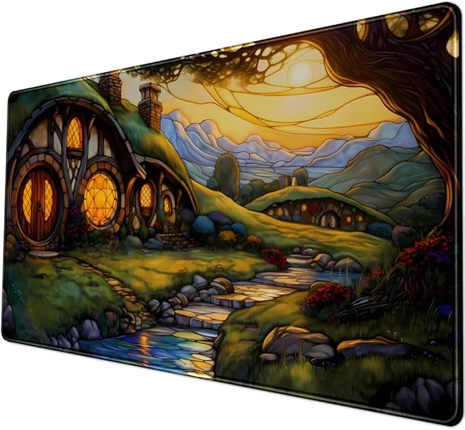 Cute House Anime Mouse Pad Desk Mat Gaming Playmat MTG Game Mat Large Gaming Mousepad for Desk Computer Keyboard Laptop Pad, Desk Decor Home Office with Stitched Eges Pad (31.5x15.7 in)-DeskLoop Office