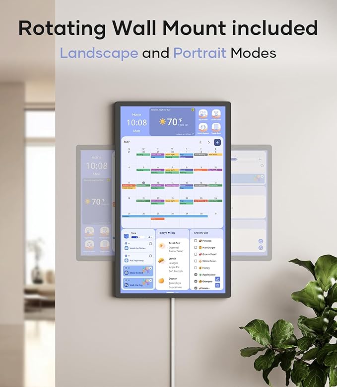 Cozyla Digital Calendar+ 2: 24 inch Wall Planner Touch Screen Chore Chart Customize Dashboard Smart Electronic Calendar for Family Schedules Meal Planner Support Any Google Play App Wall Mount Black-DeskLoop Office
