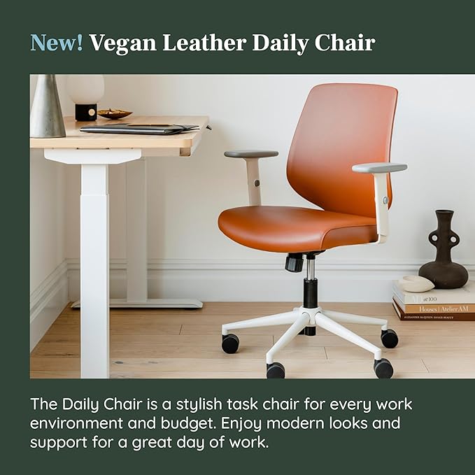 Branch Daily Chair - Vegan Leather Office Chair with Swivel, Lumbar Rest, and Adjustable Armrests - Comfortable Seating for Improved Posture and Productivity - Dune-DeskLoop Office