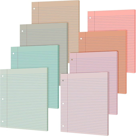 PerKoop 400 Sheets Colored Loose Leaf Paper 8.5" x 11" college ruled Lined 3 Hole Punched notebook Filler Paper for 3 Ring Binders Office School Supplies (Bohemian Color)-DeskLoop Office