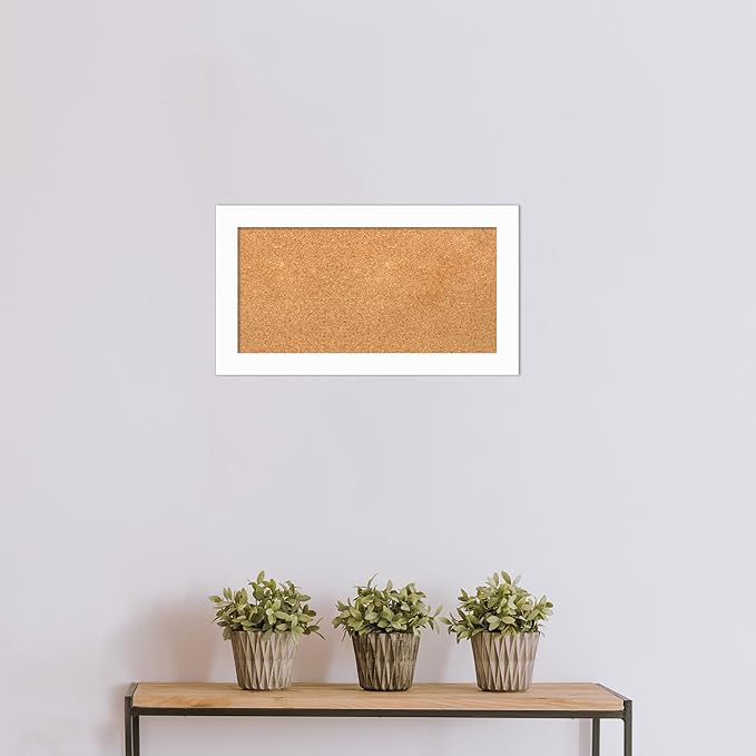 Amanti Art Natural Cork Board for Wall, 15x27 Vision Board with White Frame, Small Corkboard Office Decor for Home Organization, Casual Corkboard Pinboard to Display Items for Home Organization in-DeskLoop Office