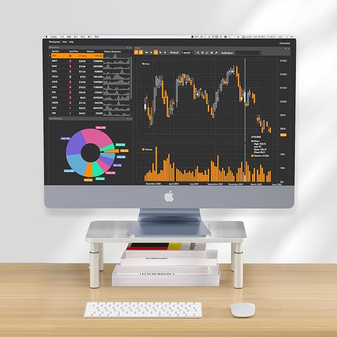 Bracwiser Monitor Stand Riser, Metal Computer Stand, 3 Height Adjustable Screen Riser with Mesh Platform for PS4, Laptop, Printer, Notebook and All Flat Screen, Holds Up to 20KG,White-DeskLoop Office