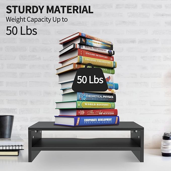 Zimilar Monitor Stand, 2-Tier Laptop Computer Monitor Stand Riser for PC, iMac, Desktop Wooden Screen Stand with Storage Organizer for Home Office-DeskLoop Office