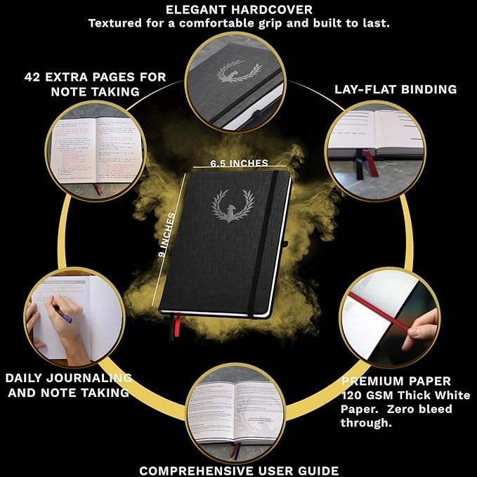 The Phoenix Journal - Best Daily Goal Planner, Organizer, & Calendar for Goal Setting, Gratitude, Happiness, & Productivity - Vision Board & Habit Tracking - 12 Weeks, Undated, Hardcover (Crimson)-DeskLoop Office