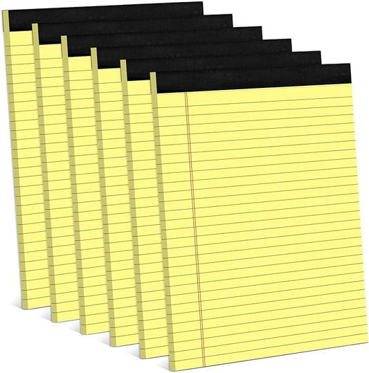 Note Pads 8.5 x 11 Wide Ruled Lined Writing Pads Yellow Legal Pads Letter Size 8.5 x 11 Notebook for Work Micro Perforated Legal Notepads Yellow Lined Paper Pads 27 Lines - 6 Pads/Pack, 30 Sheets/Pad-DeskLoop Office