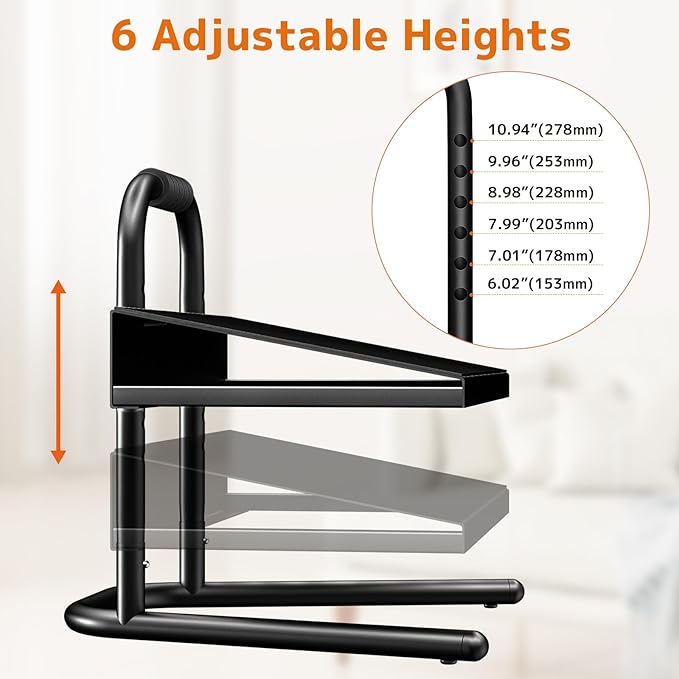 Height Adjustable Standing Foot Rest with Soft Grip Handle,Under Desk Footrest for Standing and Sitting,All-Steel Construction,Black-DeskLoop Office