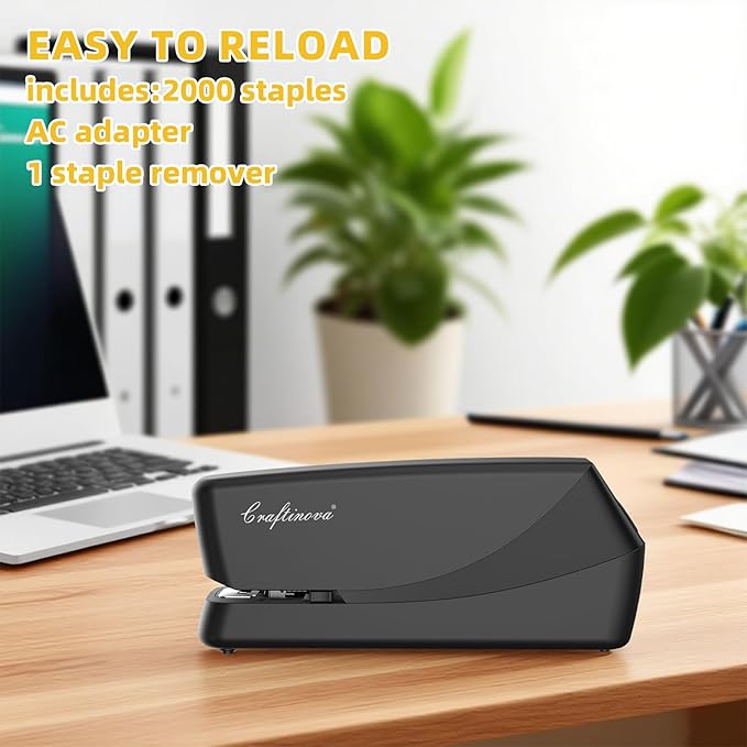 Electric Stapler,Automatic,Inclued 2000 Staples and 1 Staple Remover, Heavy Duty Can Store 210 Staples,AC or Battery Powered Stapler Heavy Duty, 25 Sheet Capacity.-DeskLoop Office