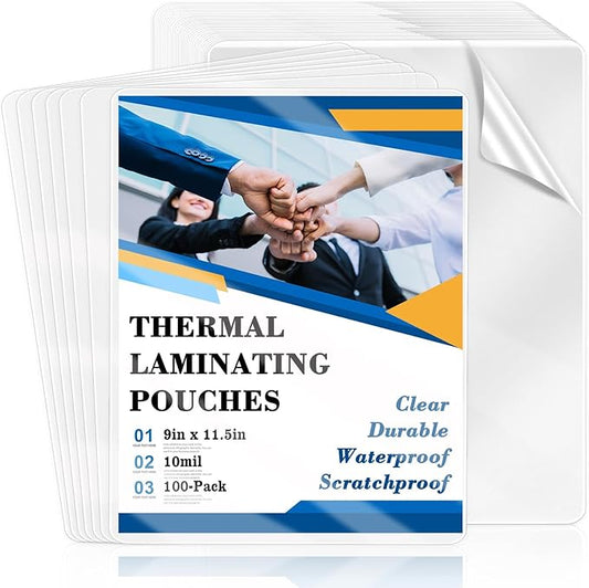 100 Pack 9x11.5inch 10mil Letter Size Laminating Sheets Thermal Laminating Pouches Paper Laminator Sheets File Card Laminator Pouches 8.5x11inch for Permits Cards File Photos (100, 9"x11.5"-10mil)-DeskLoop Office