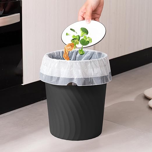 YGJT Small Trash Can, 3 Pack 1.8 Gallons Bathroom Trash Can, Slim Waste Basket, Round Garbage Can, Plastic Trash Bin for Kitchen, Dorm, Bedroom, Office, Living Room, Study, Compact Spaces(Black)-DeskLoop Office