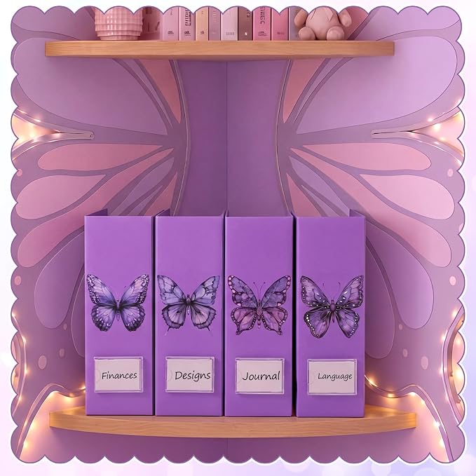 AmazingSpark Set of 4 Purple Butterfly Magazine Holder Decorative Foldable - Image 6