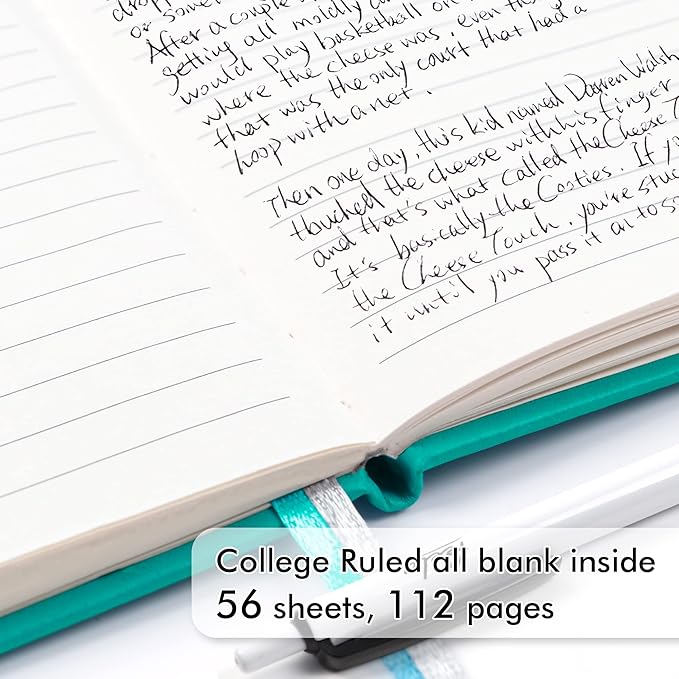 feela 6 Pack Pocket Small Notebooks Bulk, Mini Cute Memo Notepads Hardcover College Ruled Lined Journals with Pen Holder for Women Girls Office School, with 6 Black Pens, 3.5”x 5.5”, A6, Aqua-DeskLoop Office