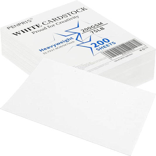 200 Sheets White Cards Blank - 5''x7'' White Card Stock 200gsm/75lb Thick Paper Cardstock, Heavy CardStock Blank for Wedding Invitations, Index Cards, Greeting, Note -PAP07200200-DeskLoop Office