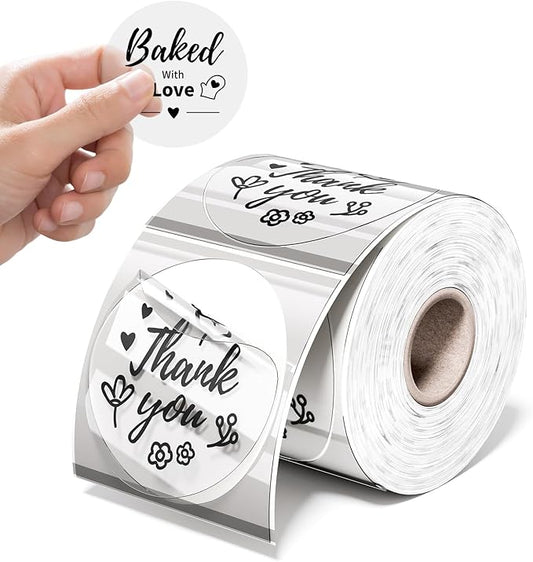 Phomemo 2 Inch Transparent Round Thermal Label, Multi-Purpose Clear Labels for D520BT 249WiFi Thermal Printer for, Self-Adhesive Circle Sticker Label for Personalized & Business Logo - 500pcs / Roll-DeskLoop Office