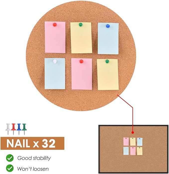 Board2by 2-Pack Cork Board Bulletin Board 24 x 18, Black Aluminium Framed Corkboard, Office Board for Wall Cork, Large Wall Mounted Notice Pin Board with 32 Push Pins for School, Home & Office-DeskLoop Office