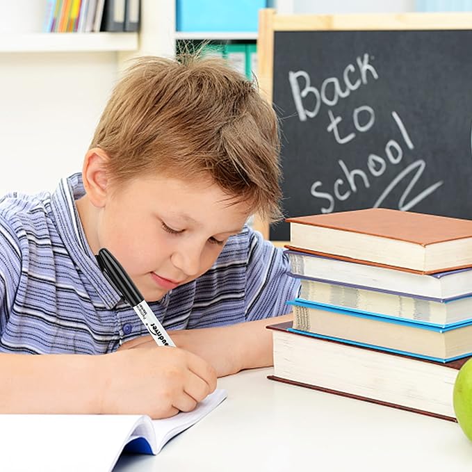 cloudriver Permanent Markers, 148 Pack Black Permanent Markers Set, Fine Point, Bulk Permant Markers Work on Wood, Plastic, Metal, Stone, Glass-DeskLoop Office