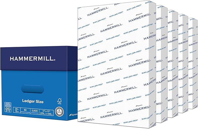 Hammermill Printer Paper, 20 lb Copy Paper, 11 x 17 - 5 Ream (2,500 Sheets) - 92 Bright, Made in the USA, 105023C-DeskLoop Office