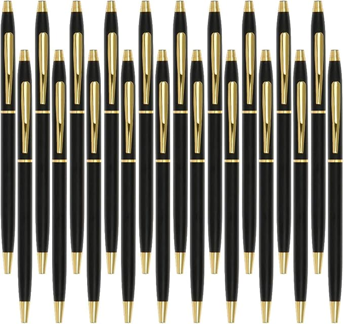 Cambond Black Pens Ballpoint Pen - Bulk Black Ink 1.0 mm Medium Point Smooth Writing for Men Women Police Uniform Office Business, 20 Pack (Black)-DeskLoop Office