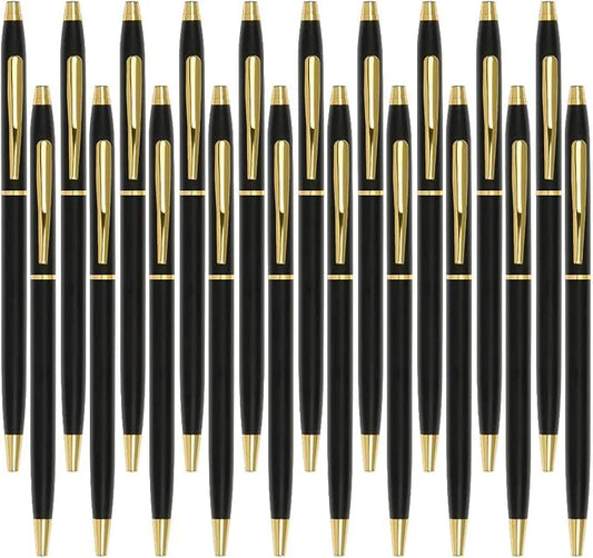 Cambond Black Pens Ballpoint Pen - Bulk Black Ink 1.0 mm Medium Point Smooth Writing for Men Women Police Uniform Office Business, 20 Pack (Black)-DeskLoop Office