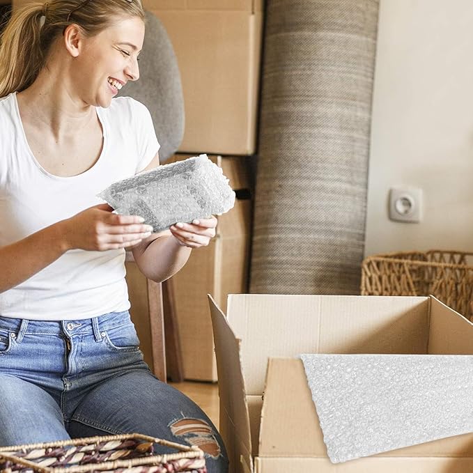 Metronic Bubble Cushioning Wrap 2 Pack 12 Inch x 72ft Total, Dense Bubble Packing Air Wrap Clear Bubble Packing Roll for Shipping and Moving Supplies, Perforated Every 12"-DeskLoop Office