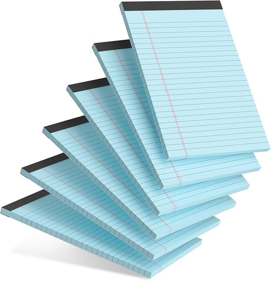 6pcs Small Note Pad 5x8 College Ruled Blue Legal Pads Paper Notepads 6 Pack Study Back Writing Pads 5 x 8 Legal Pads Perforated Narrow Ruled Pads of Paper Blue-DeskLoop Office
