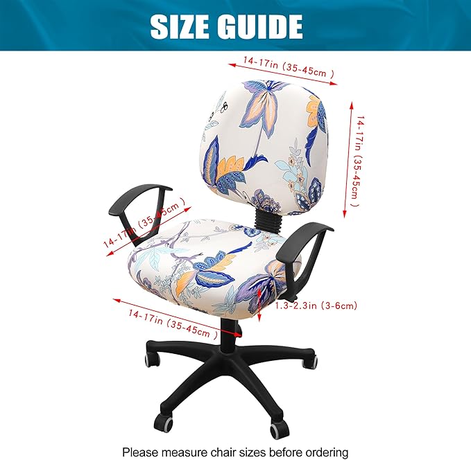 Smiry Stretch Printed Office Computer Chair Covers, Universal Washable Removable Desk Rotating Chair Slipcovers Protector, Seat + Backrest Cover - Beige-DeskLoop Office