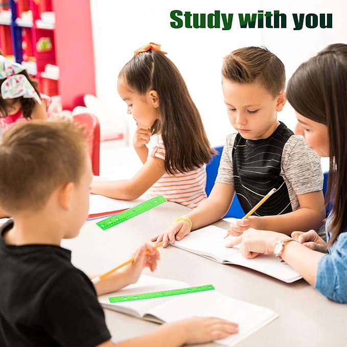 28 Pack Plastic Ruler 12 Inch Transparent Rulers - Metric Bulk for Kids School Office Classroom, Green-DeskLoop Office