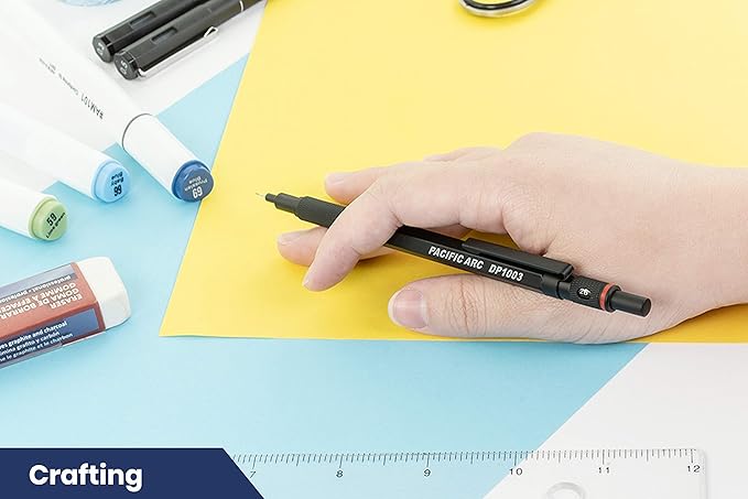 Pacific Arc Chromagraph Metal Mechanical Pencil .3 mm Black Barrel Mechanical Pencil with Built In Lead Pencil Grade Indicator, Lead Pencil Holder for Drafting, Sketching, and Drawing-DeskLoop Office