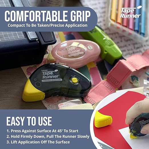 Tape Runner - Double Sided Adhesive with Dispenser Roller Included - Acid Free, Sticky, Clear & Transparent - Ideal for Scrapbooking, Crafts & More - Boomerang (417 inches per Cartridge), 20 Cartridge-DeskLoop Office