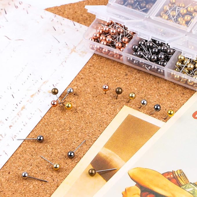 Push Pins Map Tacks 1/8-Inch Metallic Color Beads Head Marking Pins, 6 Colors - Image 7