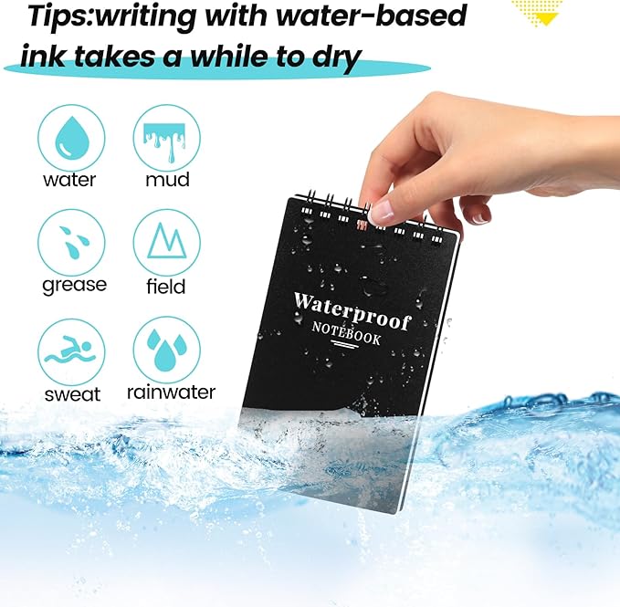 12 Pack Waterproof Pocket Notebooks, 3x5 Small Notepads, Mini Top Spiral Notebook, Lined College Ruled Paper, Tiny Memo Pads for Home, Office, Work, School, or Travel-DeskLoop Office