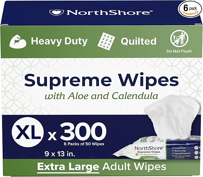 NorthShore Supreme Heavy-Duty Quilted Wipes, X-Large, Case/300 (6/50s)-DeskLoop Office