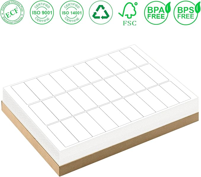 1" x 2-5/8" Address Labels 3000 Labels Sticker Paper for Laser/Ink Jet Printer mailing Labels 8.5"×11" White 30 per Sheet-DeskLoop Office