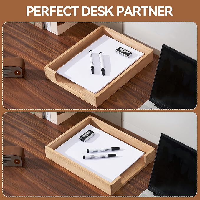 Kirigen Wood Letter-Size Tray Single-Tier (TP-NA)- Wooden Tones Collection Front-Load Documents Tray for Office Desktop Organizer - Desk Magazine, File, Folder, Paper Holder Natural-DeskLoop Office