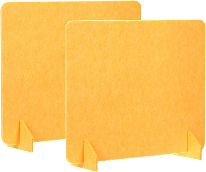 PATIKIL Desk Divider, 2 Set 24 x 24 Inch Acoustic Freestanding Desk Divider Desk Privacy Panel with 4 Pcs Support Feet for Library Office Workstation, Yellow-DeskLoop Office