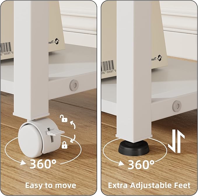 22"x15" Large Printer Stand with Storage Drawer, 2-Tier Under Desk Table for Home Office, Fits Fax Machine/3D Printer/Scanner (White)-DeskLoop Office