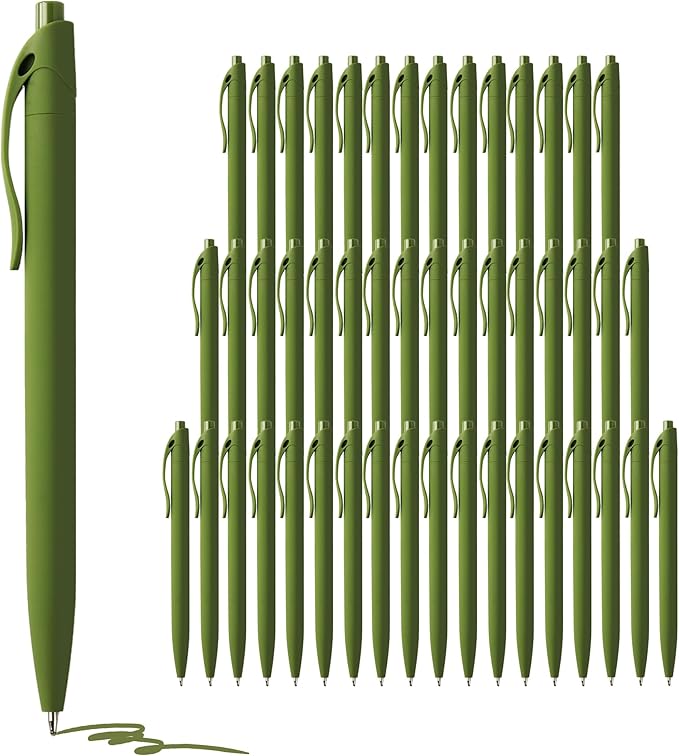 deegtran Pens Bulk, 50 Pack No Bleed Sage Green Click Pen, Wholesale Retractable Ballpoint Pens, Pens Medium Point, Smooth Ink Pen, 1.0MM Sage Green-DeskLoop Office