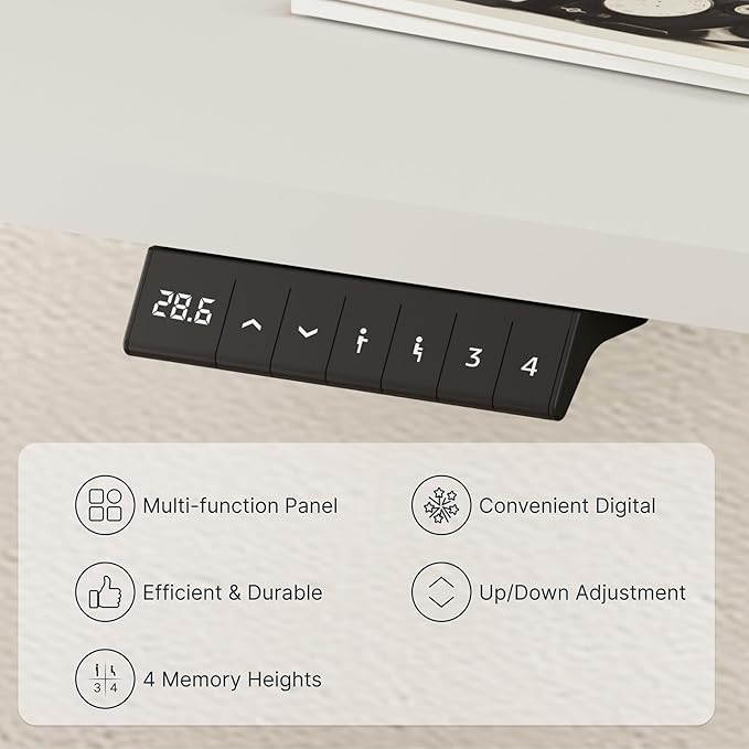 FLEXISPOT EN2 Whole-Piece Standing Desk with Clamp Power Strip, 55 x 28 Electric Stand Up Height Adjustable Desk with Cable Management (White Frame + 55" White Top,2 Packages)-DeskLoop Office