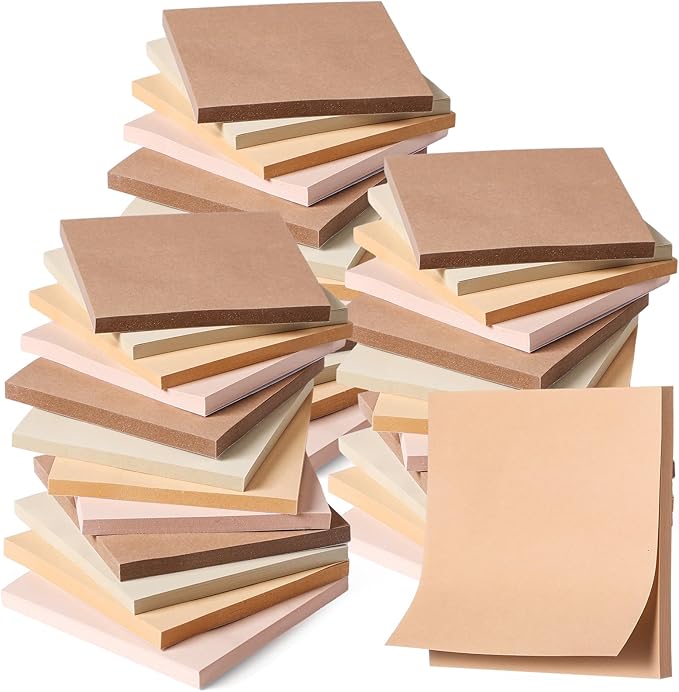 Thenshop 36 Pads Sticky Notes 3''x3'', Self Stick Notes Pads Office Supplies, 50 Sheets/pad Colored Aesthetic Sticky Accessories Home, Office, Notebook(Boho Brown)-DeskLoop Office
