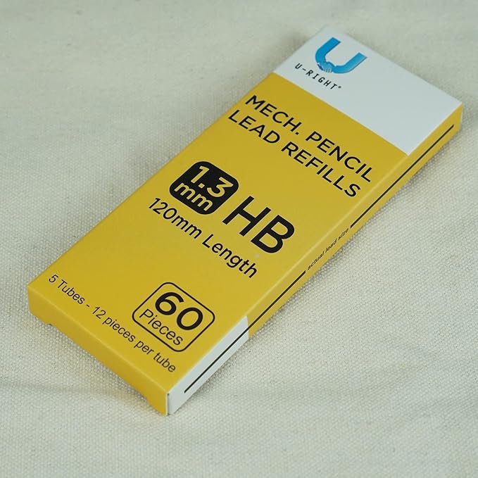 60 Pcs 1.3 mm Lead Refills for Mechanical Pencil, Break Resistant Weatherproof, 120 mm Length, 12 Pcs/tube, 5 Tubes-DeskLoop Office