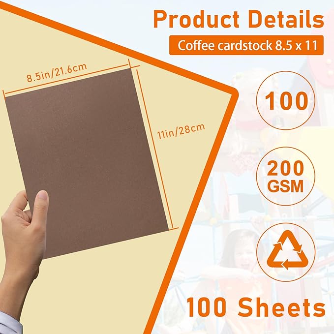 100 Sheets Coffee Color Cardstock 8.5 x 11 Craft Paper, 75lb Heavyweight Dark Brown Paper Card Stock for DIY Cards Making, Wedding Invitations, School Crafting, Memus, Greeting Cards-DeskLoop Office