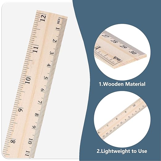 40 Pack Wooden Ruler 12 Inch, Rulers Bulk Wood Measuring Ruler for Students Teachers Classroom,2 Scale-DeskLoop Office