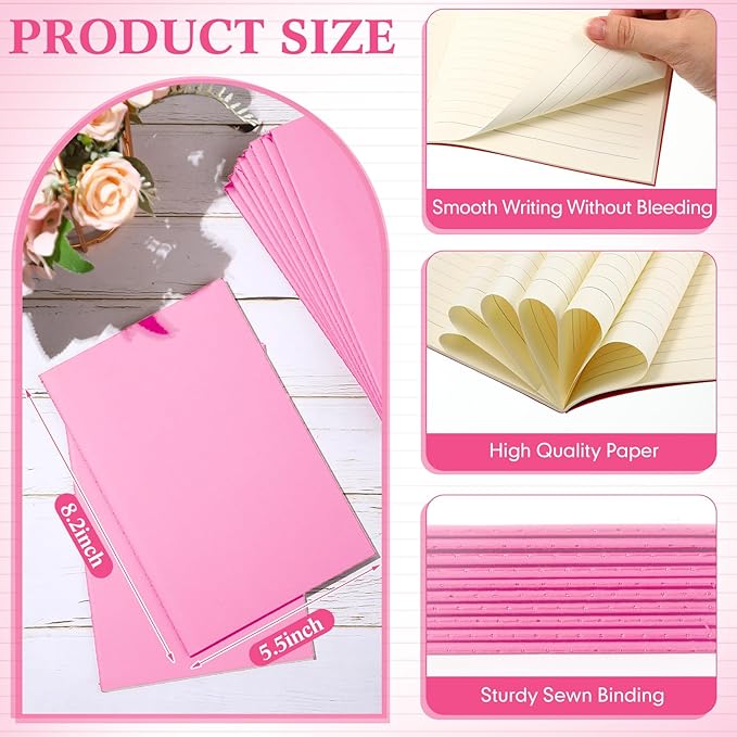 100 Pcs Kraft Notebook Journals 5.5 Inch x 8.3 Inch A5 Softcover Notebooks Bulk for Writing Sketch Office Notepad with 60 Pages 30 Sheets (Multicolor,Lined)(Pink,Lined)-DeskLoop Office