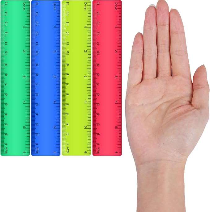 Zonon 6 Pcs 6 Inch Ruler Bulk Colorful Plastic Flexible Straight Metric Rulers with Centimeters and Inches Drafting Measuring Tool for Classroom School Students Education-DeskLoop Office