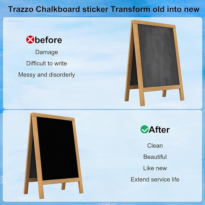 Large Chalkboard Wallpaper Stick and Peel(1.48ft.x9.8ft.) Chalk Board Wall Paper Chalk Paint Removable Renovate Blackboard Sticker with 5 Chalks for Home&Office Wall Board Sign(17.7 * 118Inches)
