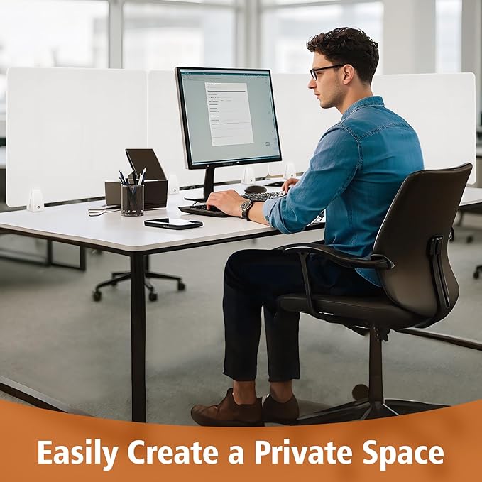 4PCS Desk Divider Office Partitions 23.6''x15.8'' Freestanding Desk Privacy Panel Protective Acrylic Partitions with Clips for Office School Call Center-Noise and Visual Guard-DeskLoop Office